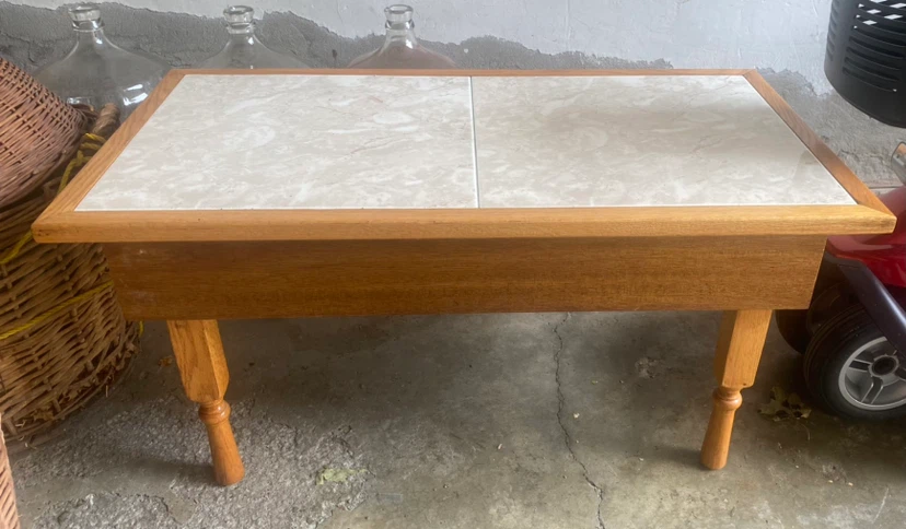 Oak and Tile Coffee Table - Estate Sale