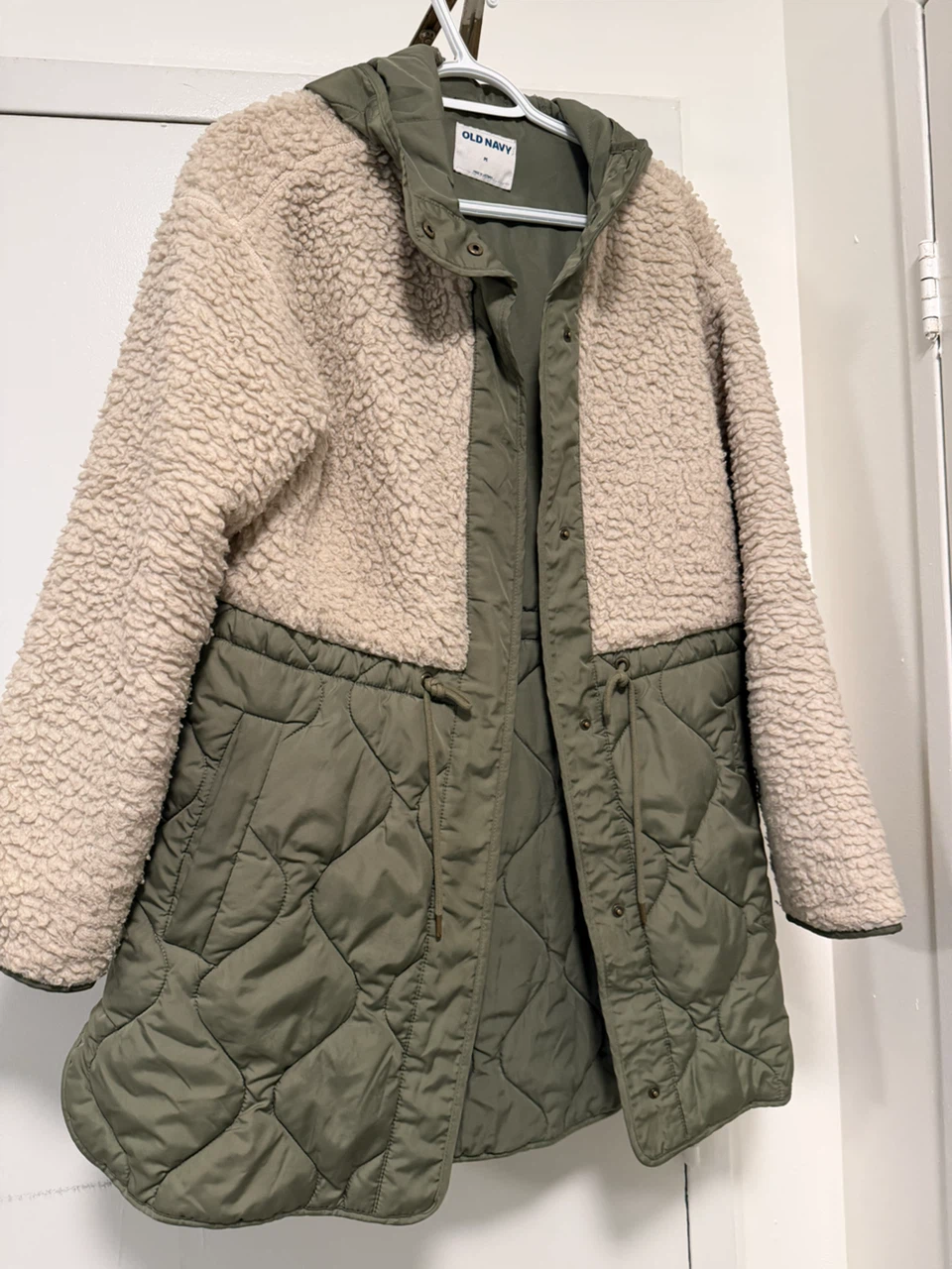 Old Navy Olive Green Quilted Sherpa Jacket