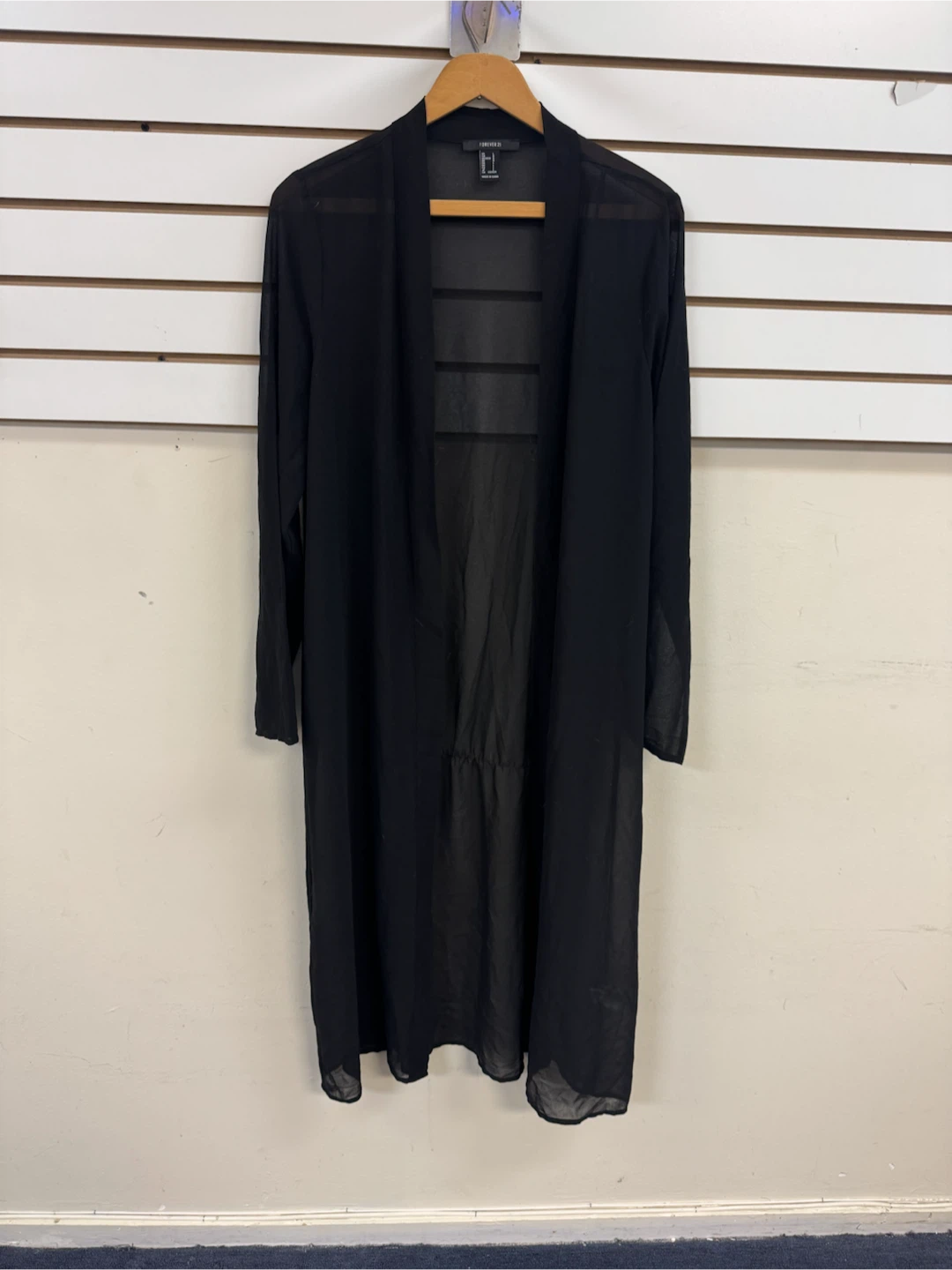 Forever 21 Black Sheer Long Cardigan Size L