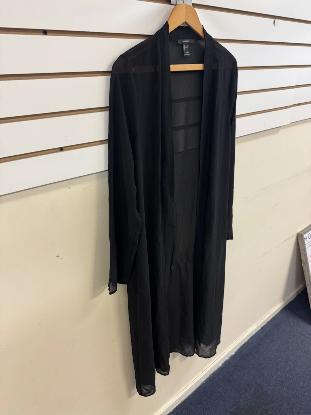 Forever 21 Black Sheer Long Cardigan Size L - photo 2