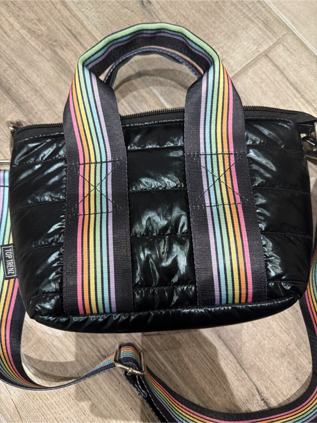 Top Trenz Black Quilted Crossbody Bag
