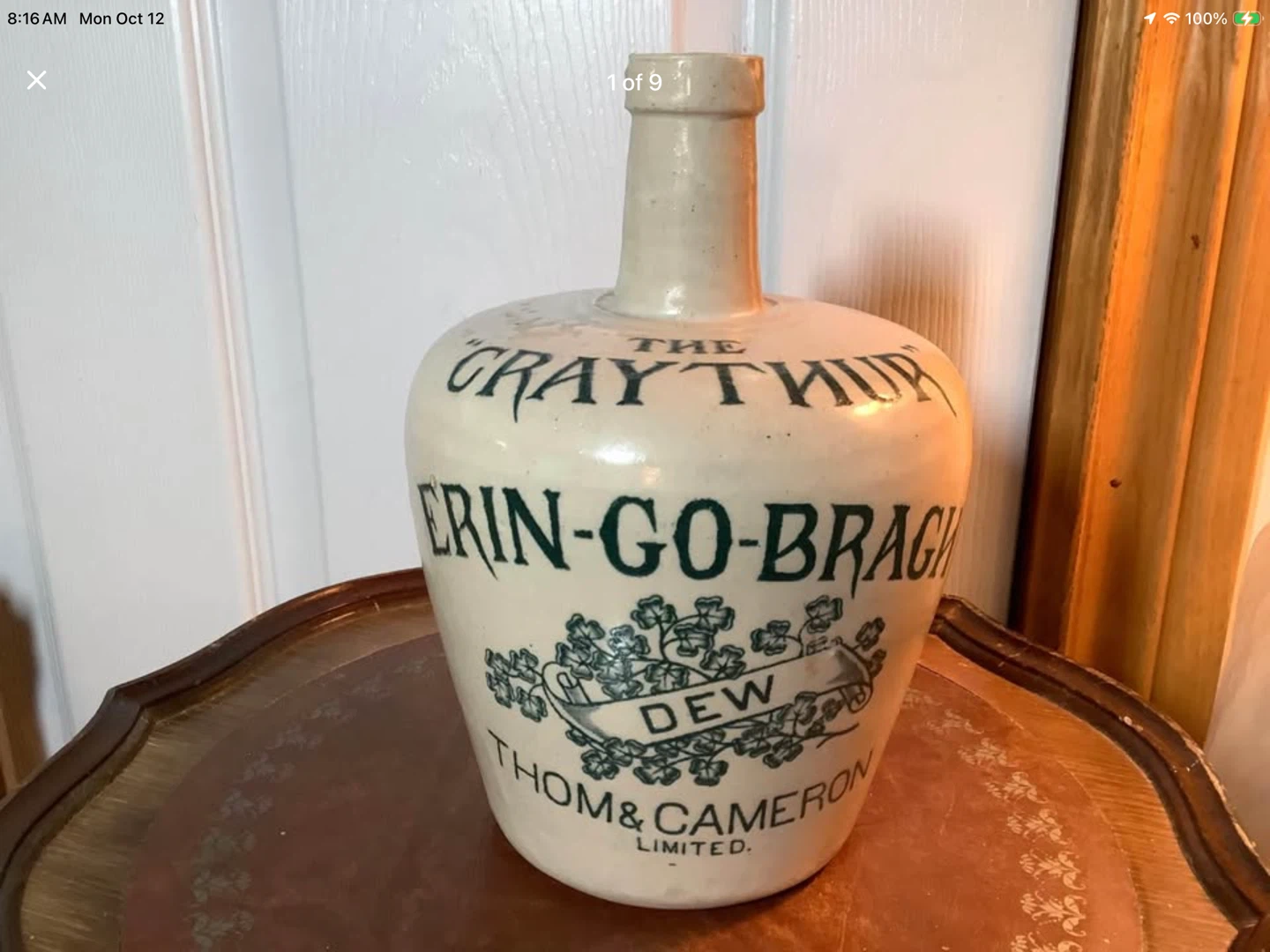 Ant Irish Stoneware Jug “The Cray Thur Erin-Go-Bragh” Dew 🐞