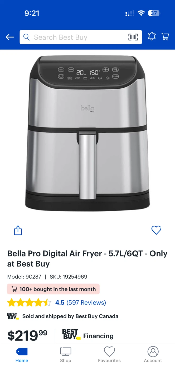 Bella Pro Digital Air Fryer 5.7L - photo 4