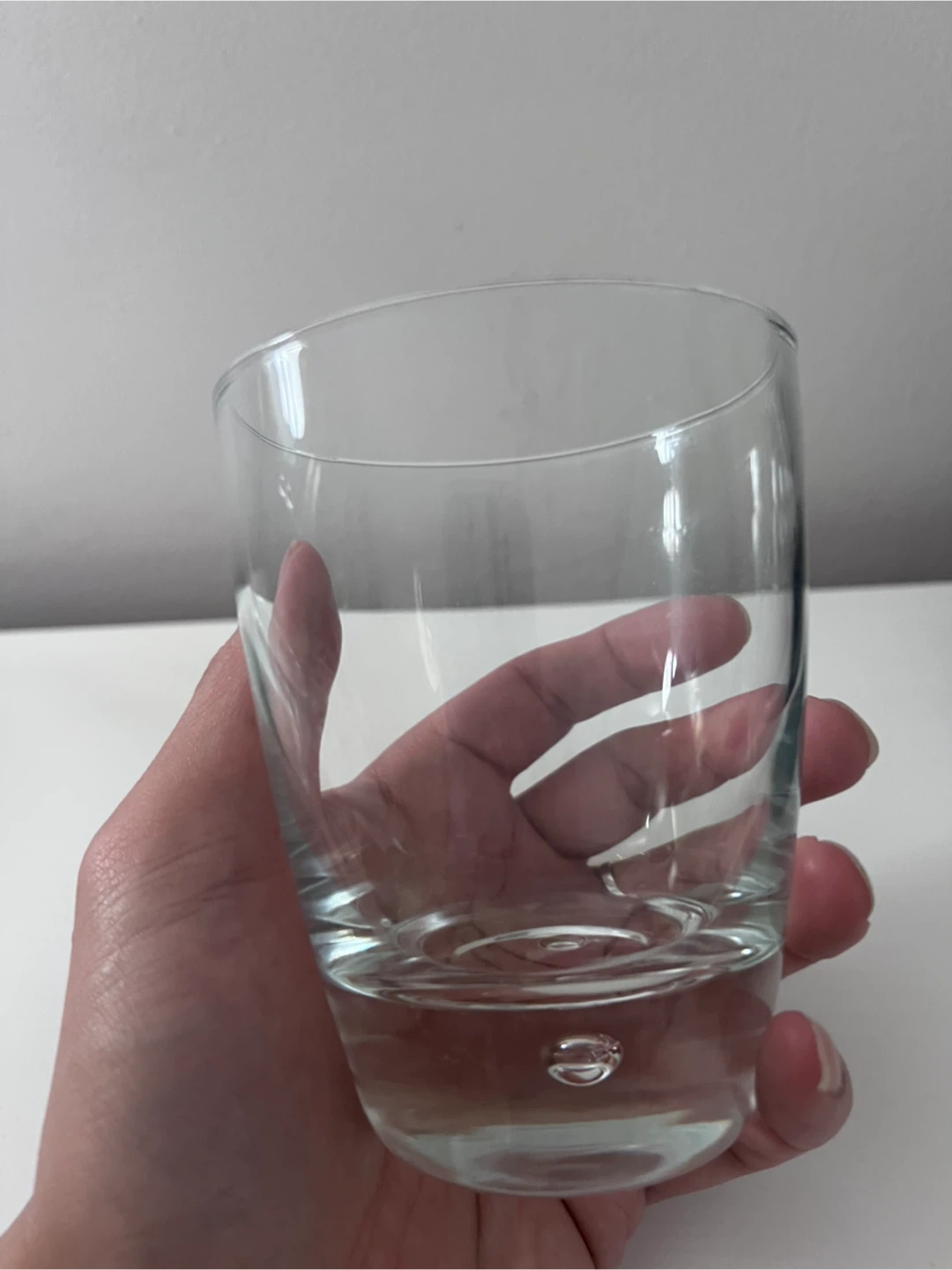 Clear Glass Cup with Bubble Detail