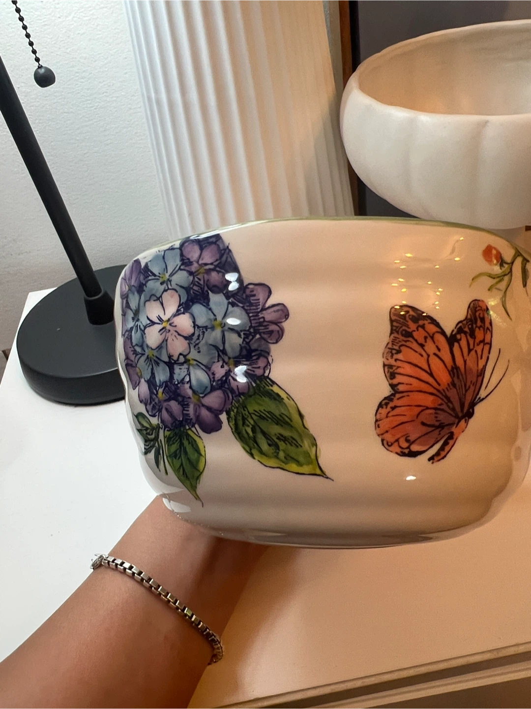 Floral and Butterfly Ceramic Bowl