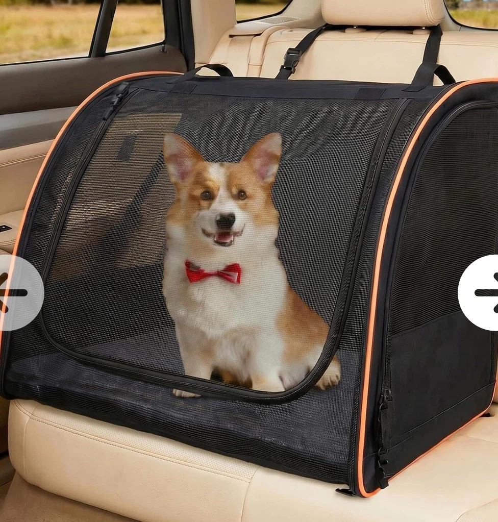 Dog Car Seat: Enclosed Pet Carrier Backseat