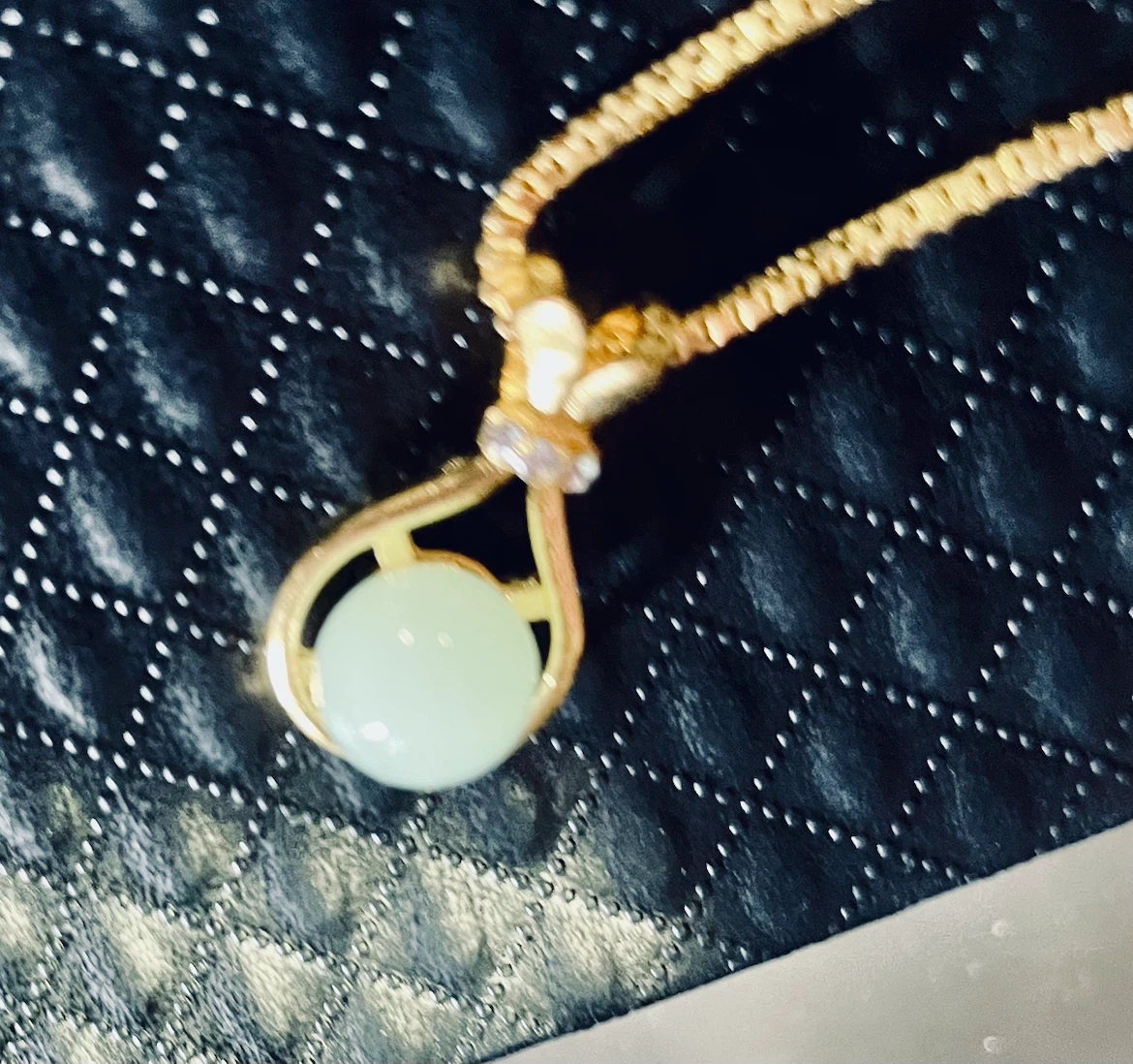 Gold Tone Jade Pendant Necklace