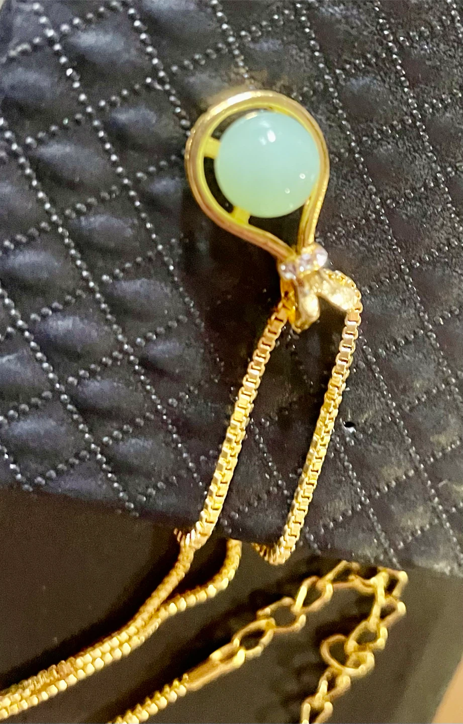 Gold Tone Jade Pendant Necklace - photo 2