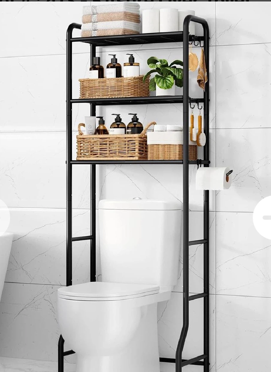 Black Over-the-Toilet Storage Rack