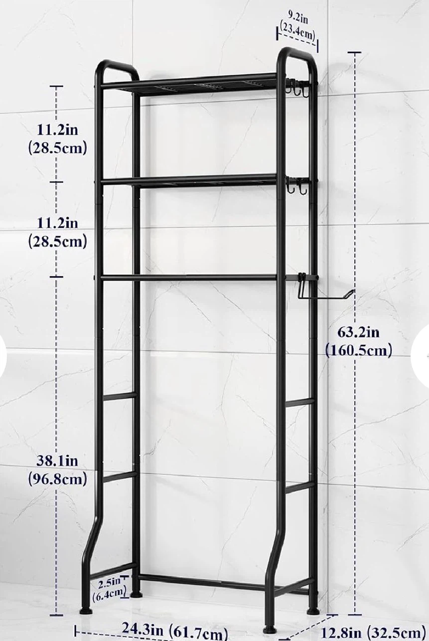 Black Over-the-Toilet Storage Rack - photo 2