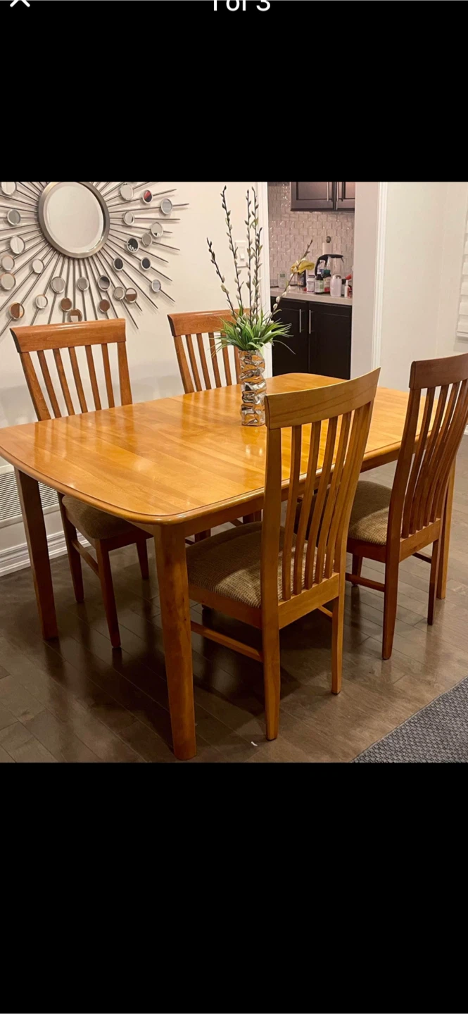 Solid Wood Maple Dining Table With Chairs