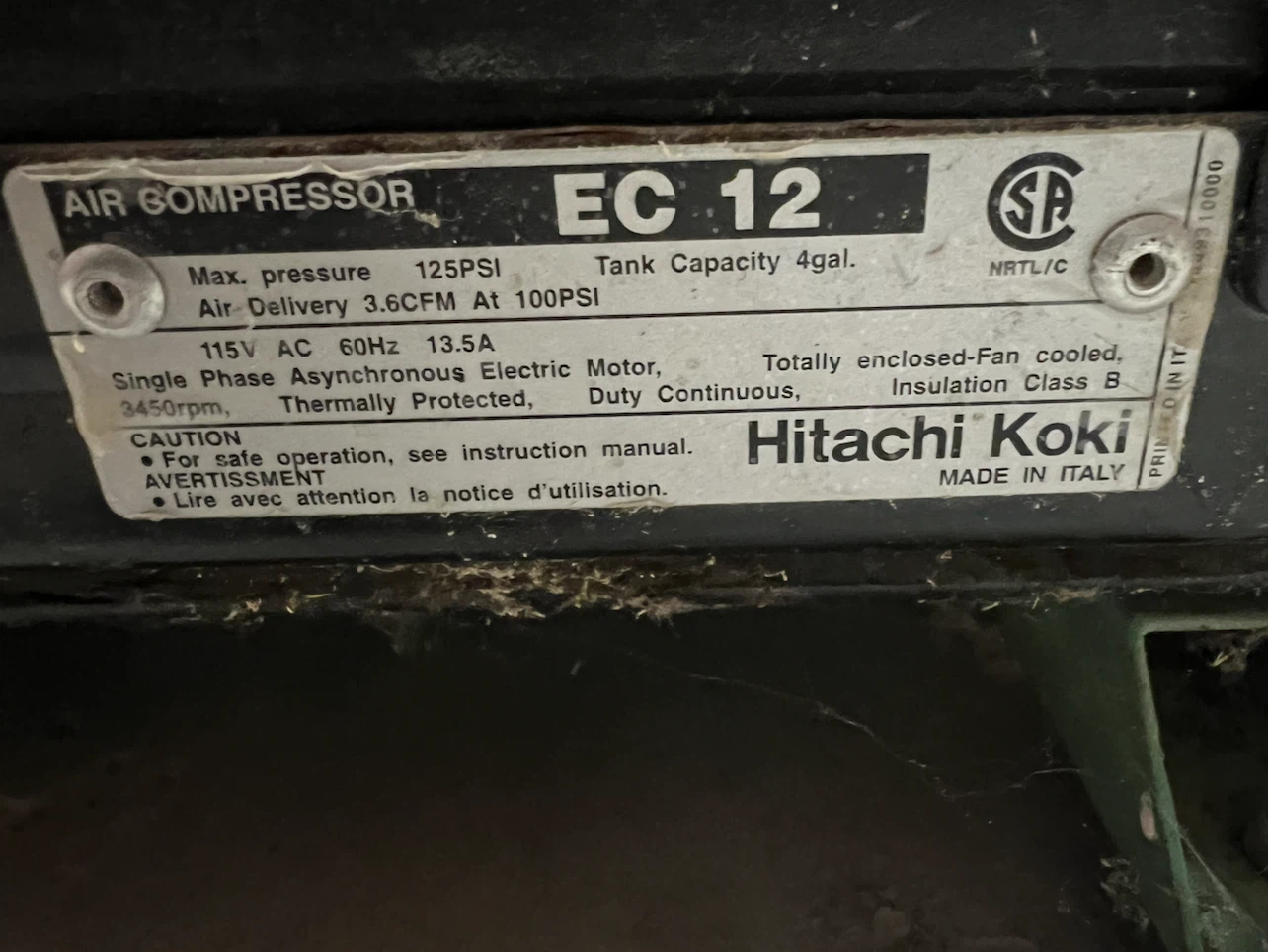 Hitachi Koki EC 12 Air Compressor - photo 2