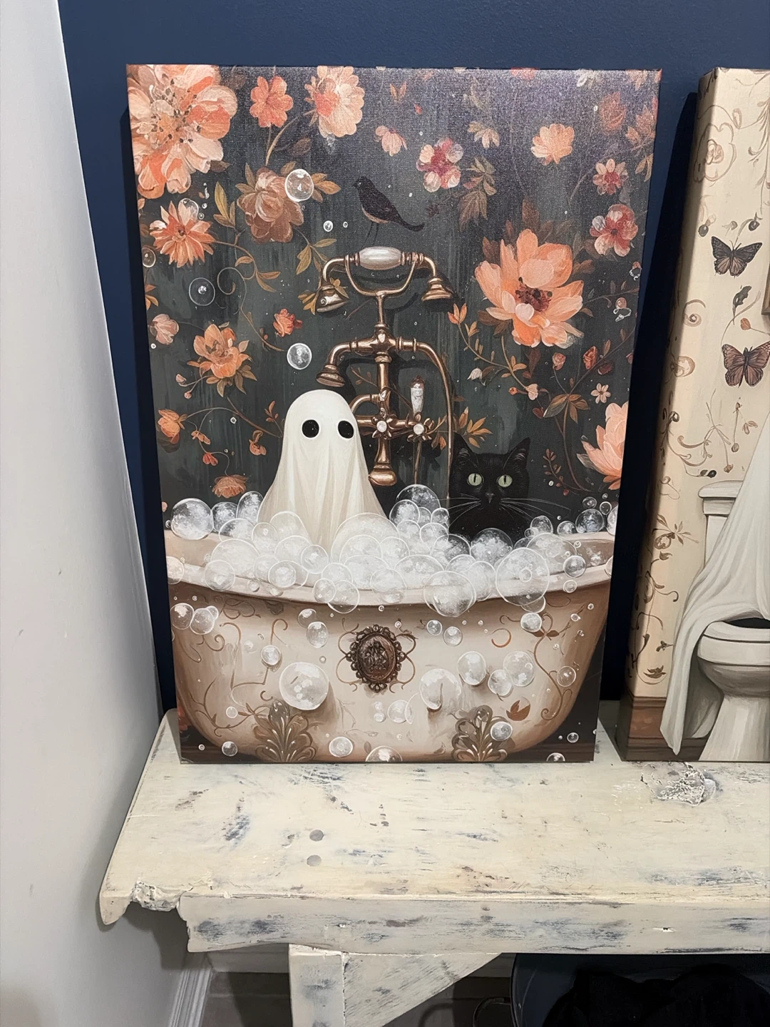 Set of 3 Ghost and Black Cat Canvas Art Prints - photo 2