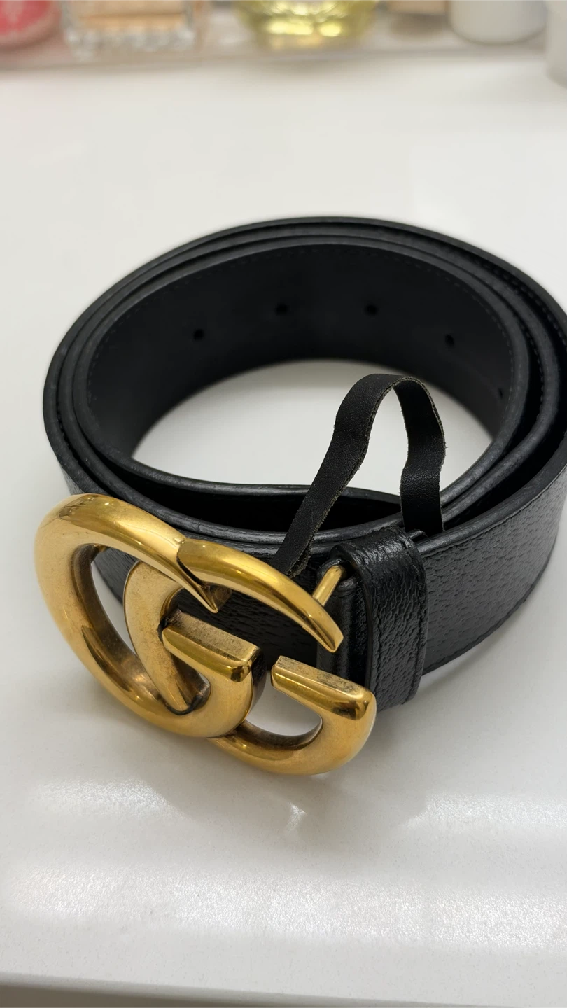 Gucci GG Marmont Black Leather Belt