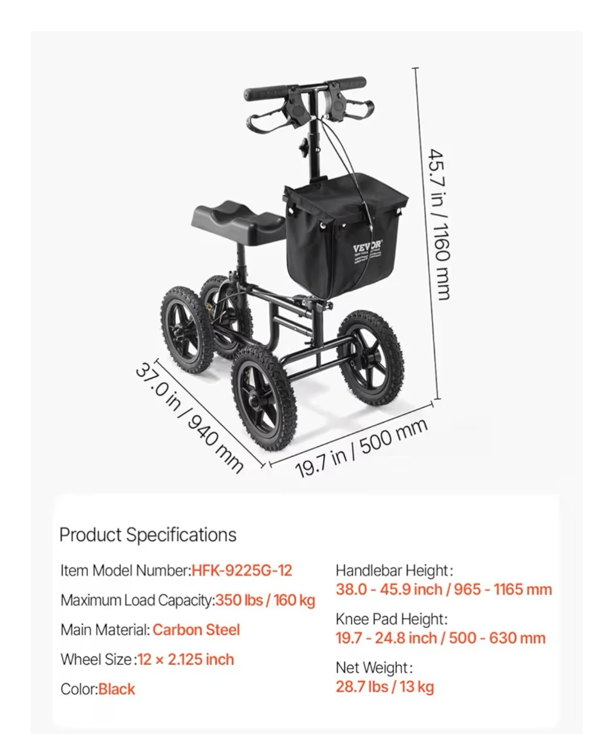 VEVOR All-terrain Knee Scooter