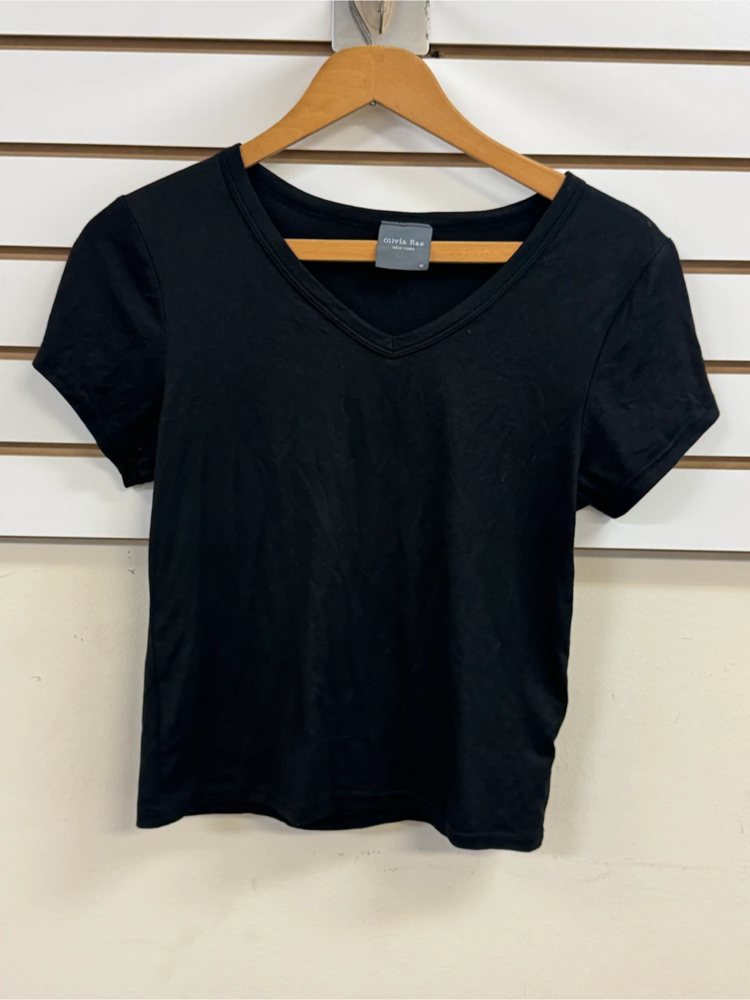 Olivia Rae Black V-Neck T-Shirt M