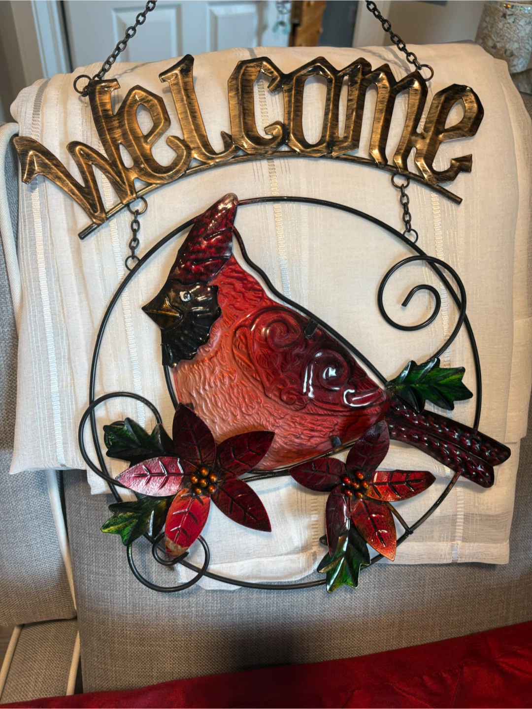 Welcome Cardinal Hanging Wall Decor