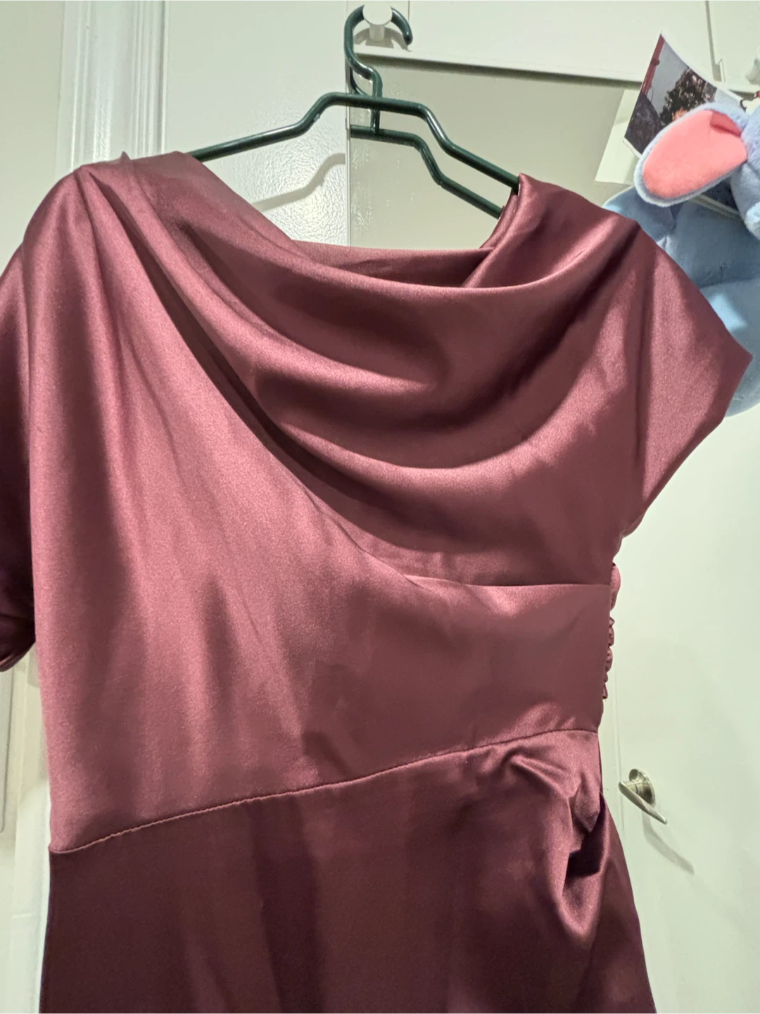 Burgundy Satin Midi Dress
