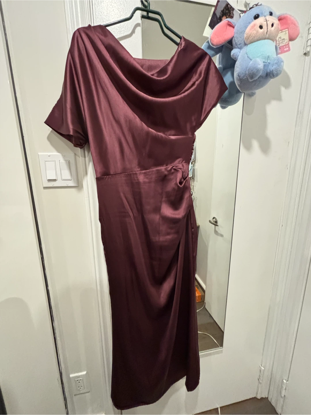 Burgundy Satin Midi Dress - photo 2