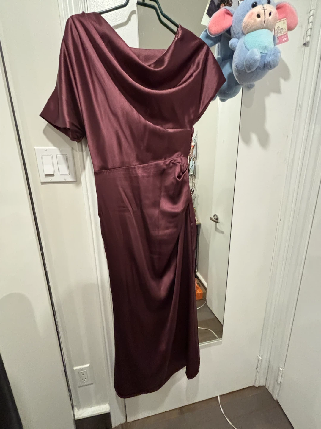 Burgundy Satin Midi Dress - photo 3