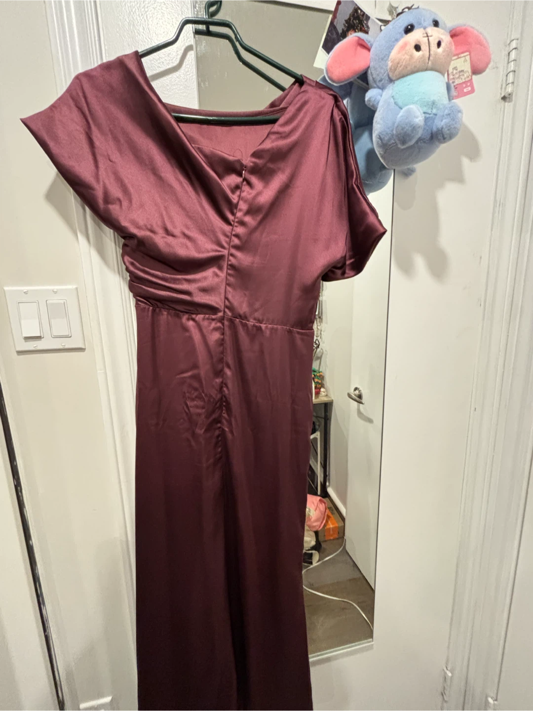 Burgundy Satin Midi Dress - photo 5