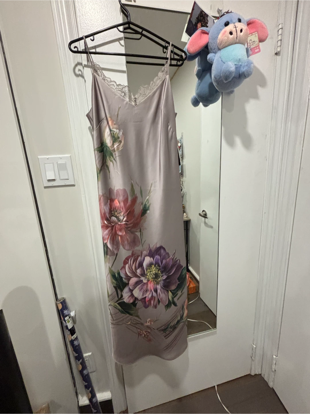 Floral Satin Midi Dress