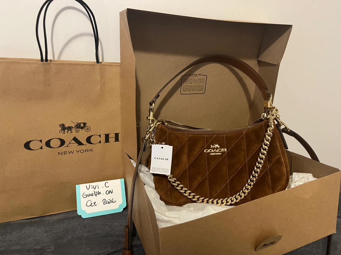 Coach Brown Suede Quilted Shoulder Bag