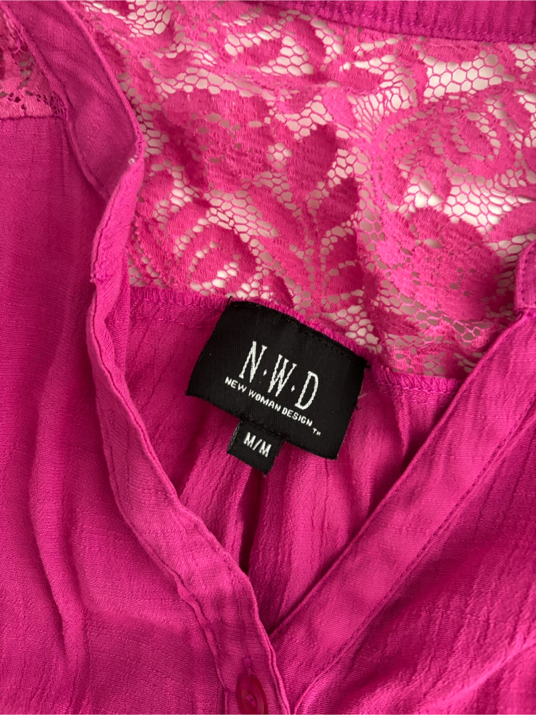 N.W.D Hot Pink Button-Down Tie-Front Top - photo 2