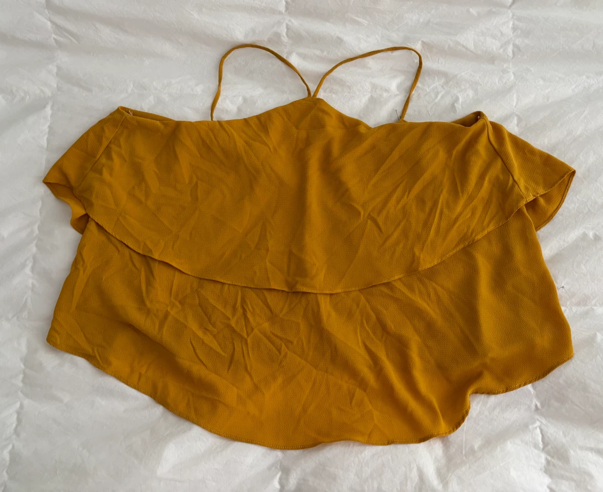 Love.fire Mustard Yellow Off-Shoulder Top