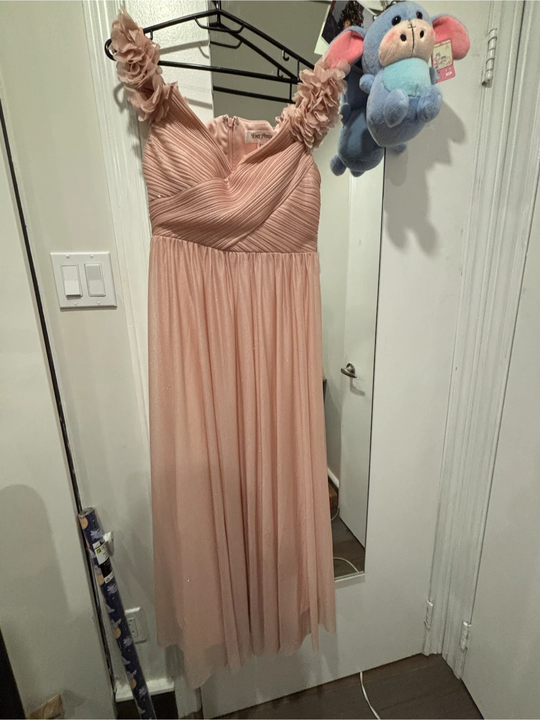Ever Pretty Pink Floral Shoulder Evening Dress