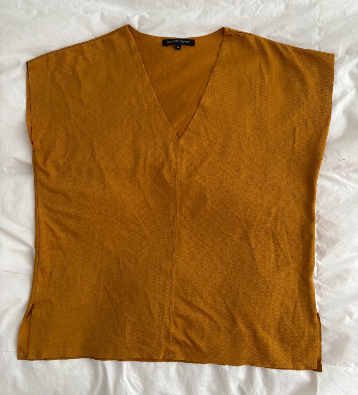 Seven Seven Mustard Yellow V-Neck Top