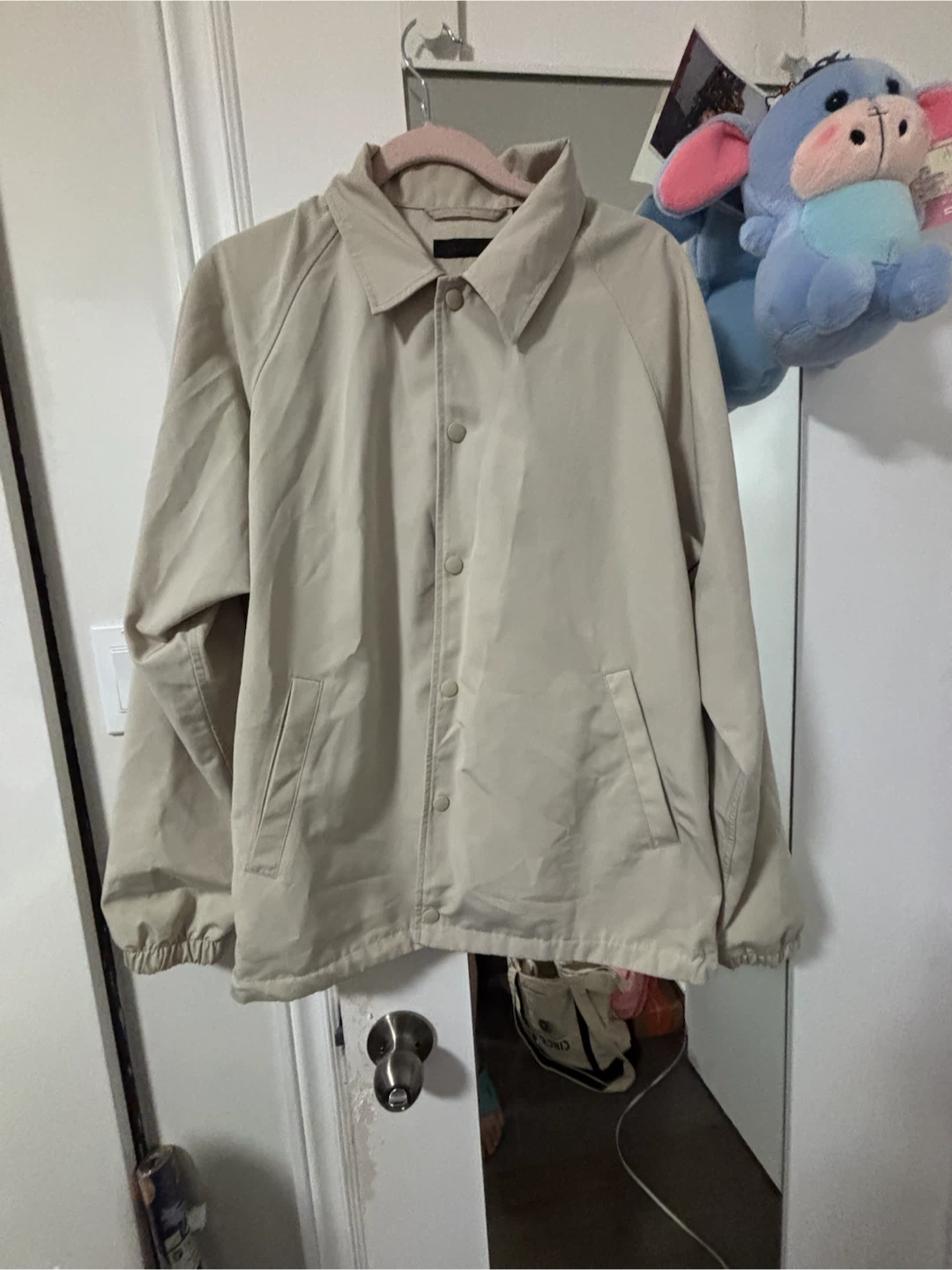Beige Button-Up Coach Jacket