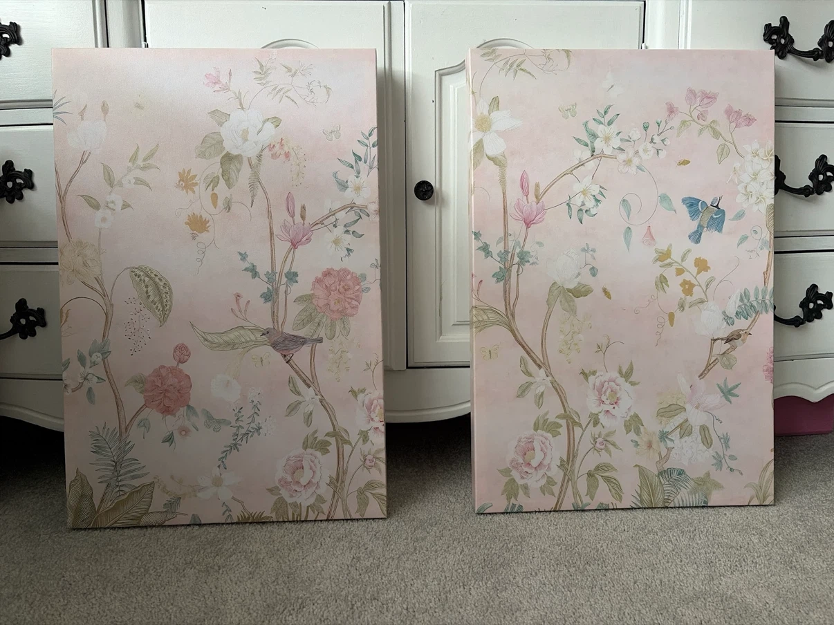 Set of Two Floral Canvas Wall Art Prints