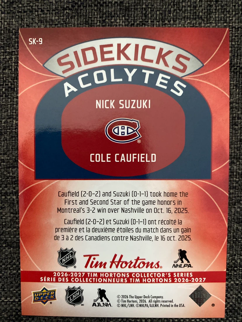 Upper Deck Nick Suzuki & Cole Caufield Hockey Card - photo 2
