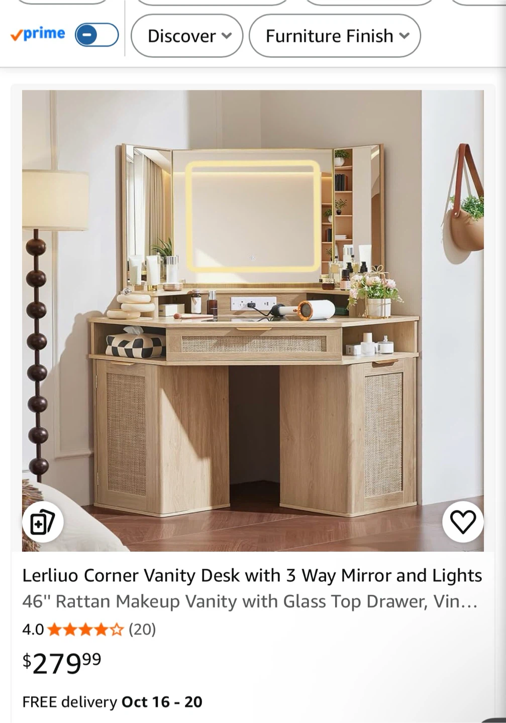 New Vanity Desk W Mirror & Lights. Toquero comoda.