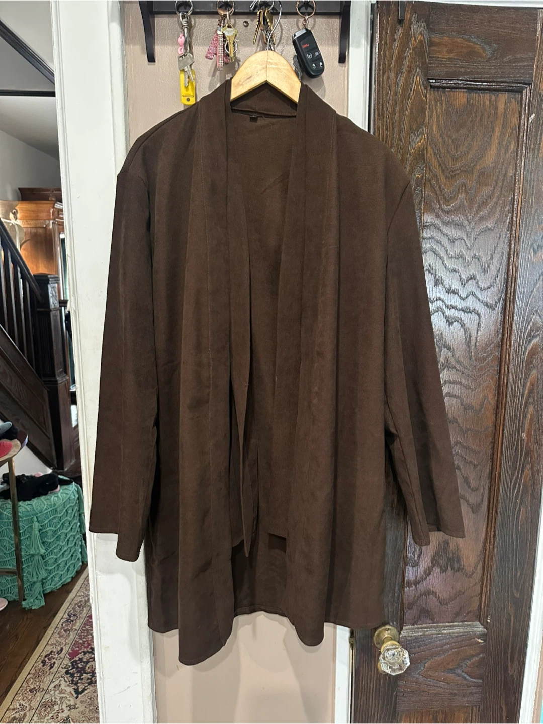 Brown Open-Front Cardigan