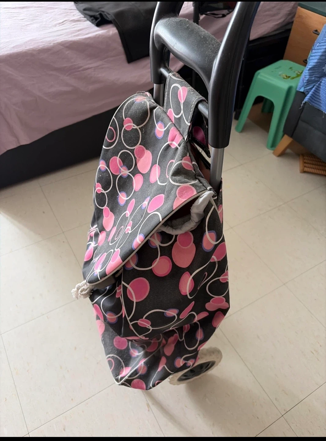 Rolling Shopping Cart with Pink Pattern - photo 3