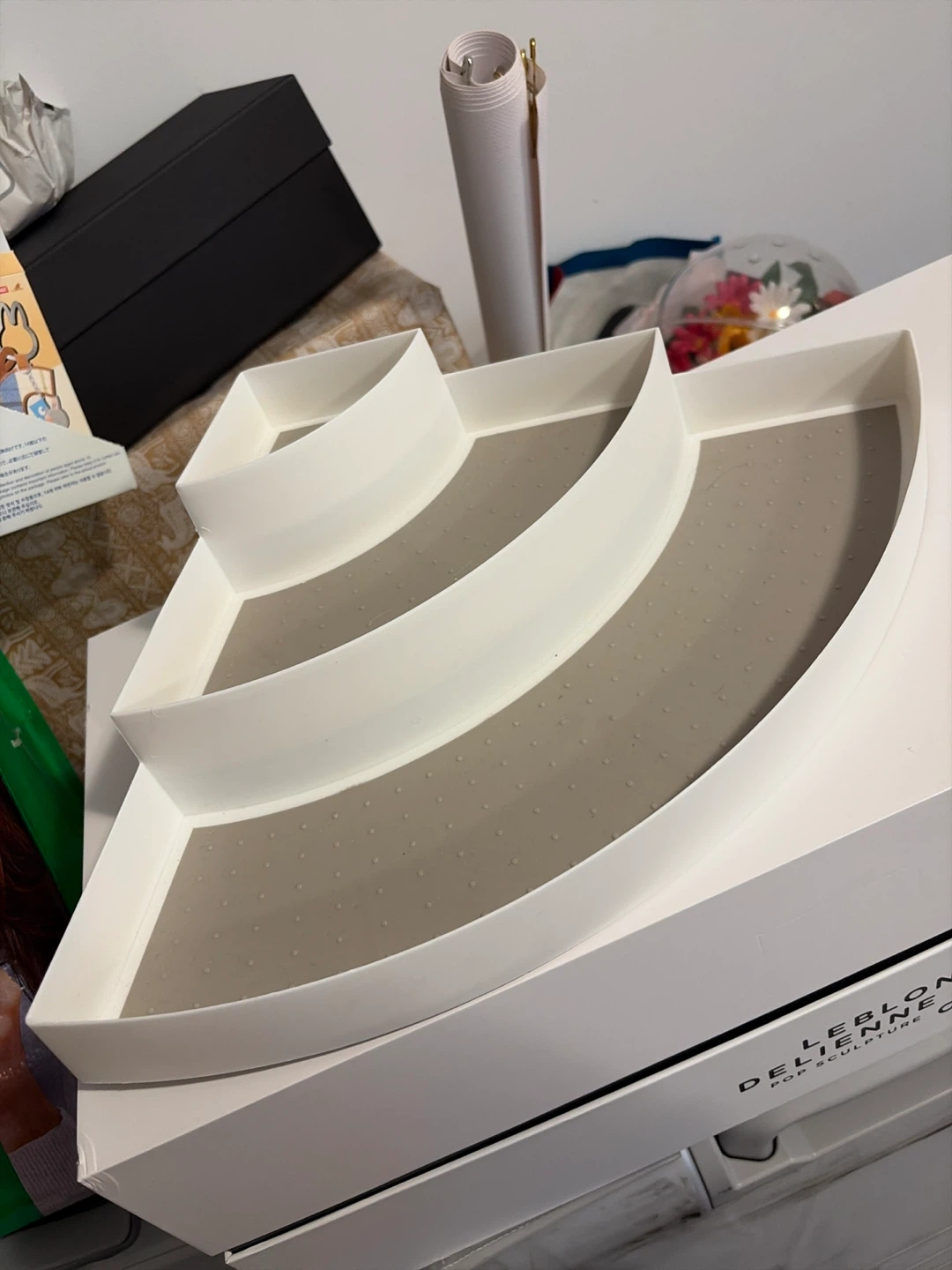 Three-Tier White Corner Shelf Organizer