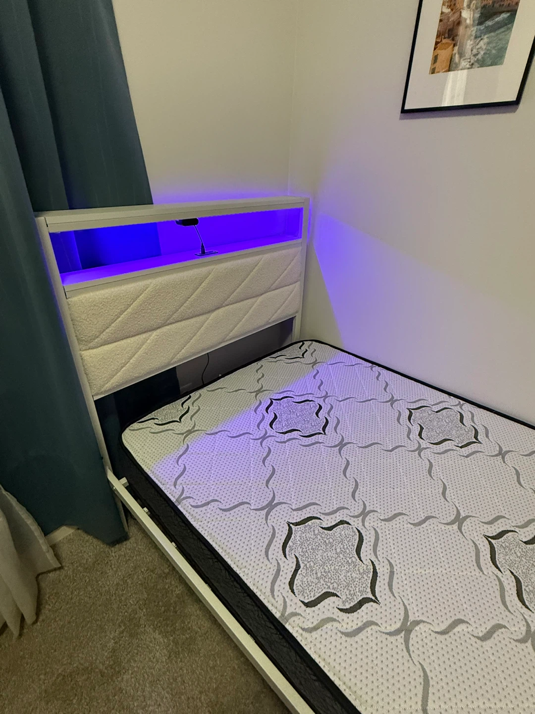 Twin size bed frame with LED headboard and mattress - photo 5