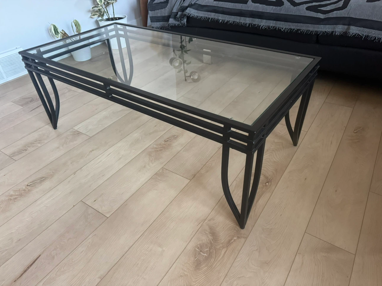 Black Metal and Glass Coffee Table