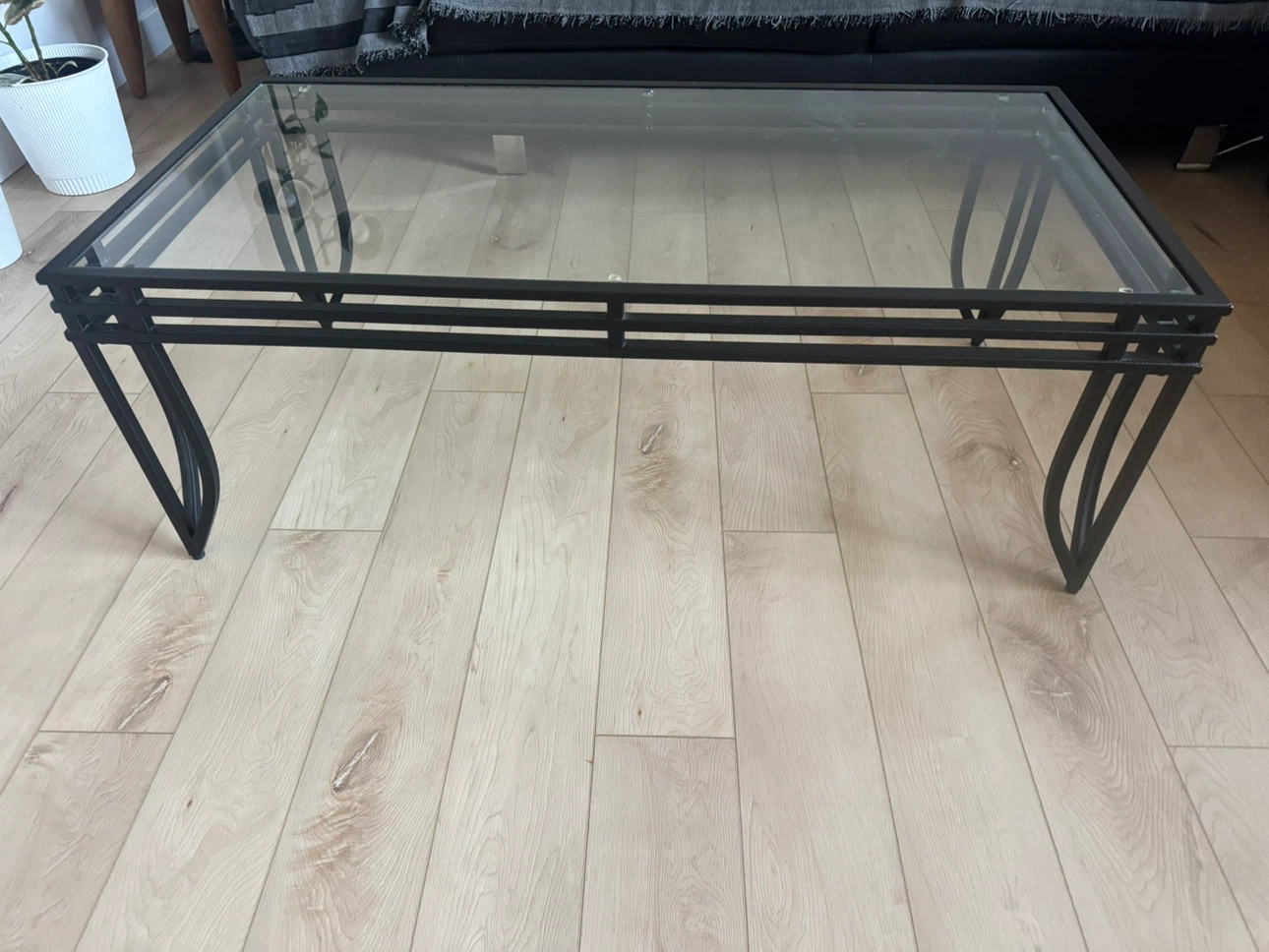 Black Metal and Glass Coffee Table - photo 2