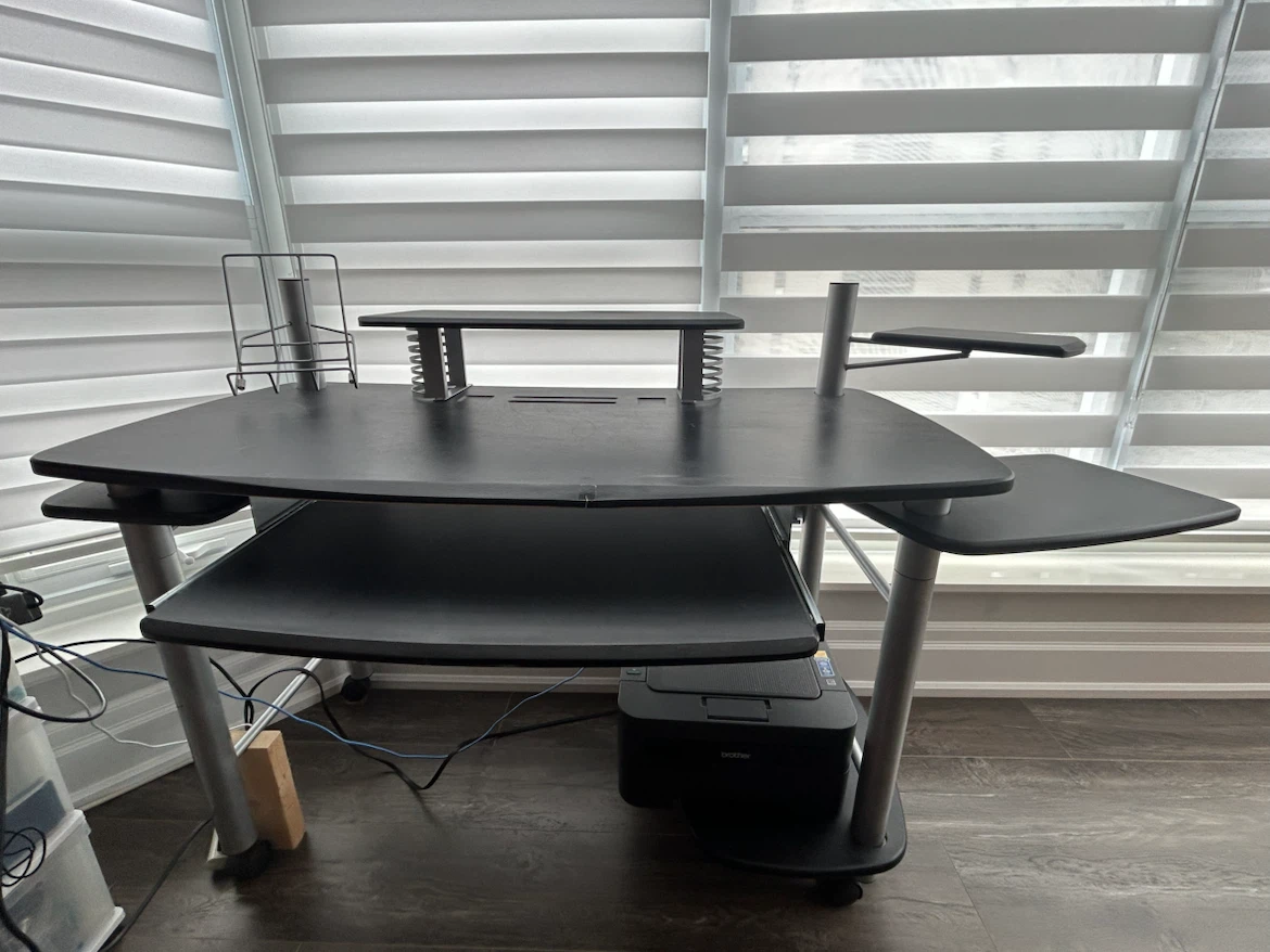 Black Computer Desk with Keyboard Tray - photo 2