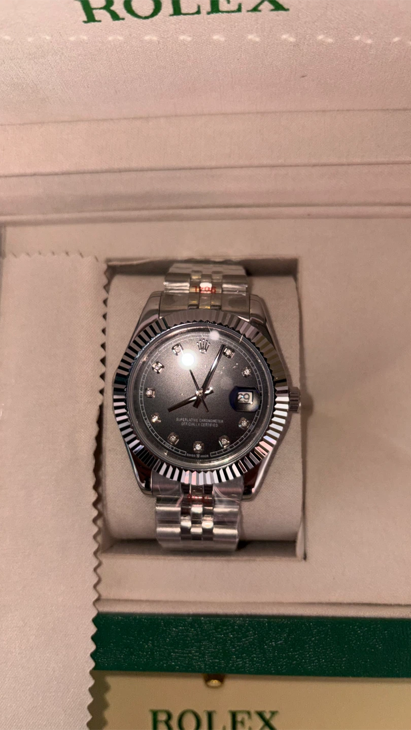 Datejust 41mm Dark Rhodium / Slate Diamond Dial - Full Set