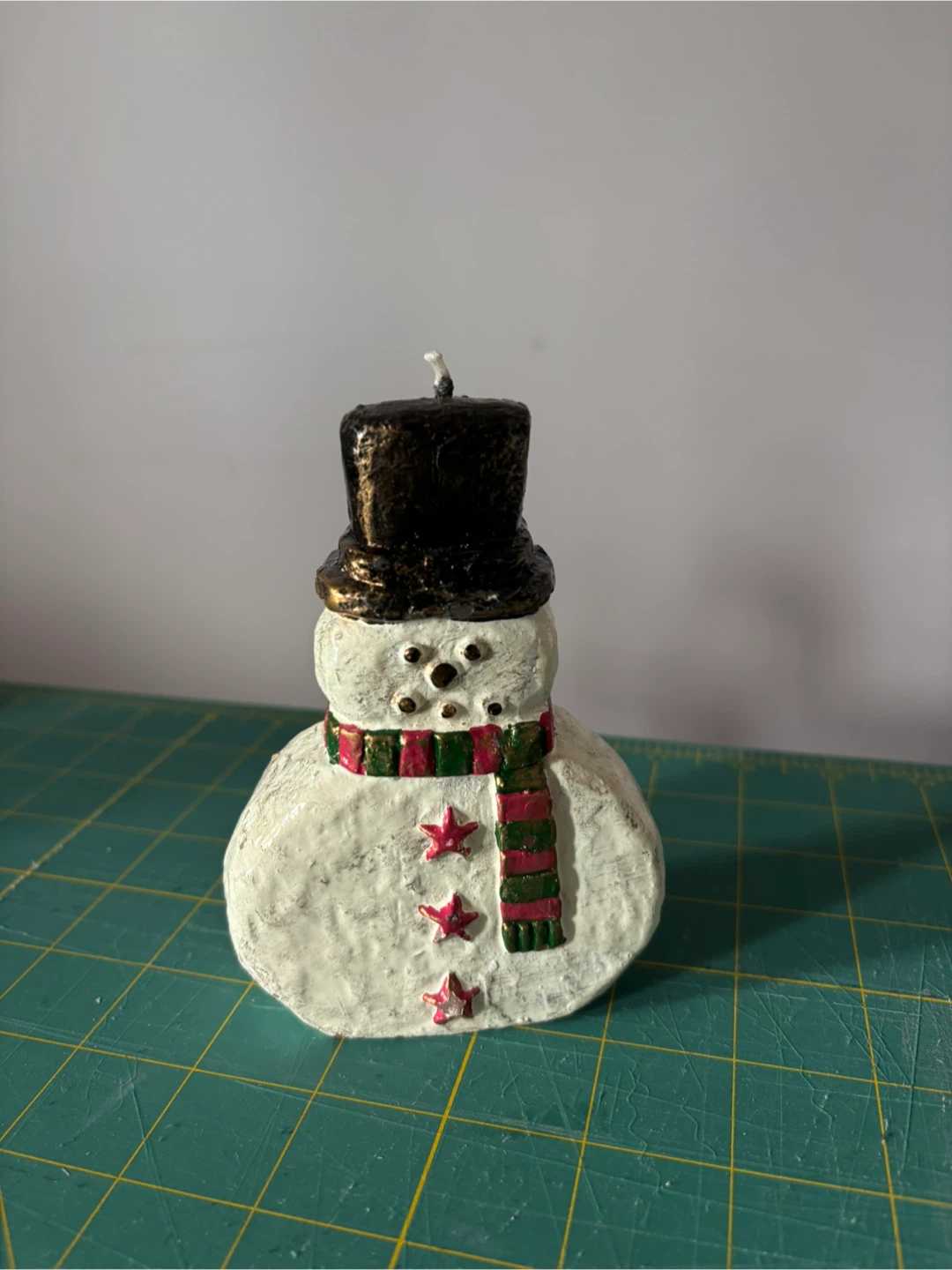 Snowman Christmas candle