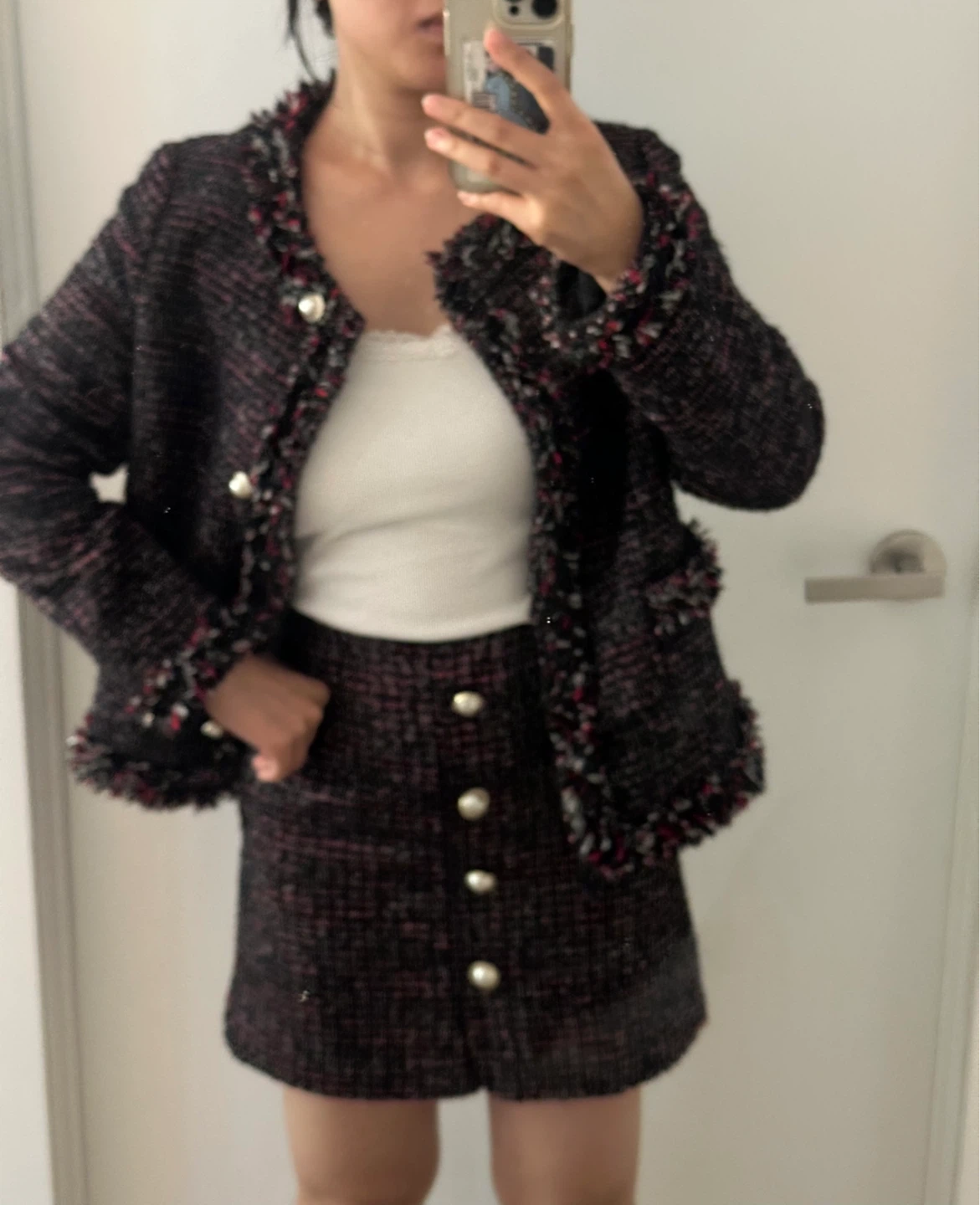 MIXXO Tweed Set: Jacket, Dress, and Skirt