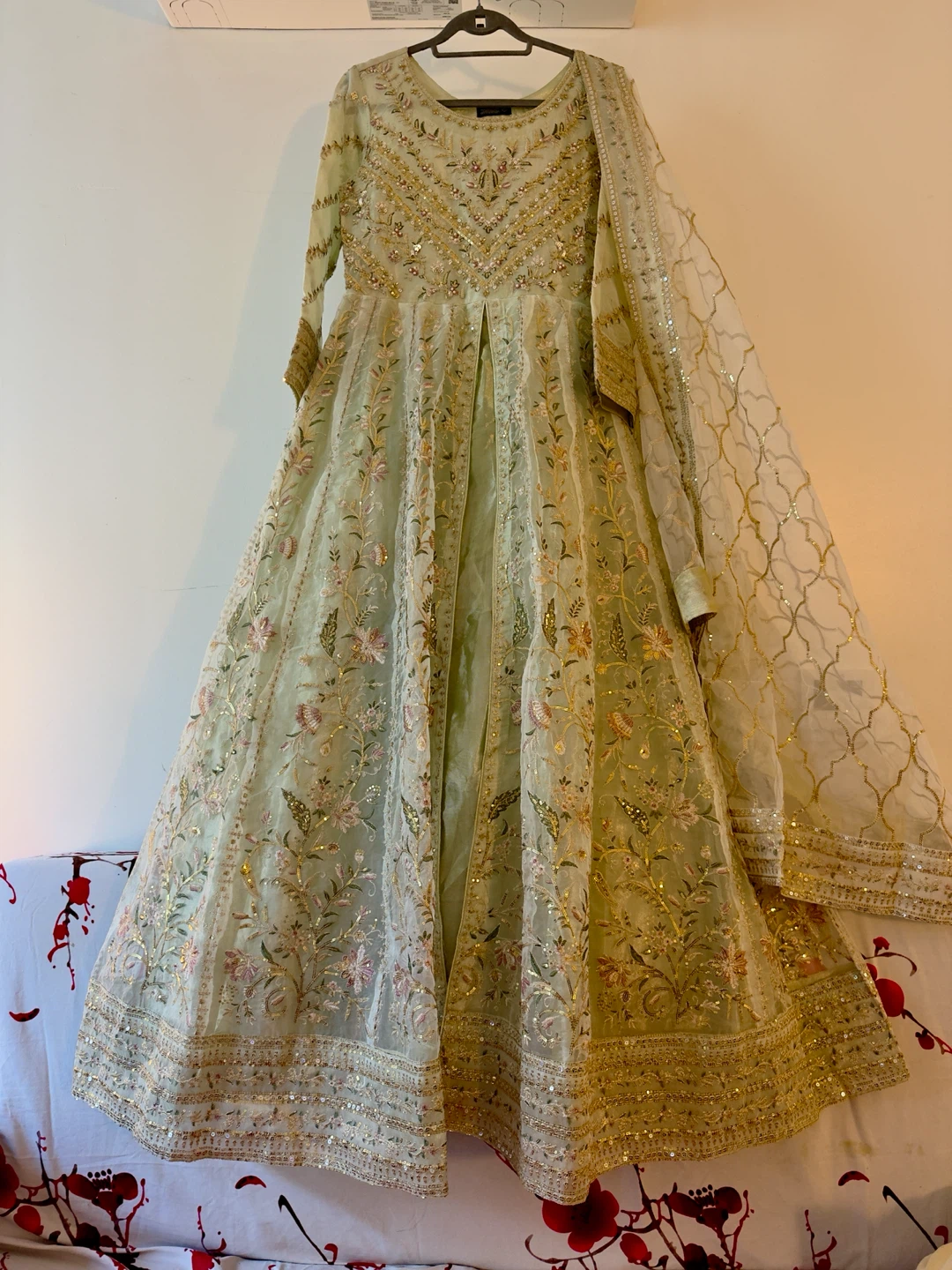 Embroidered Light Green Anarkali Set - photo 2