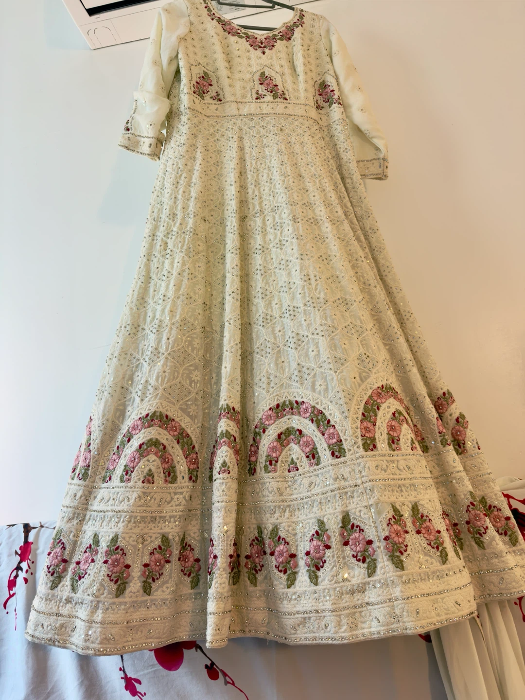 Cream Embroidered Anarkali Gown - photo 2