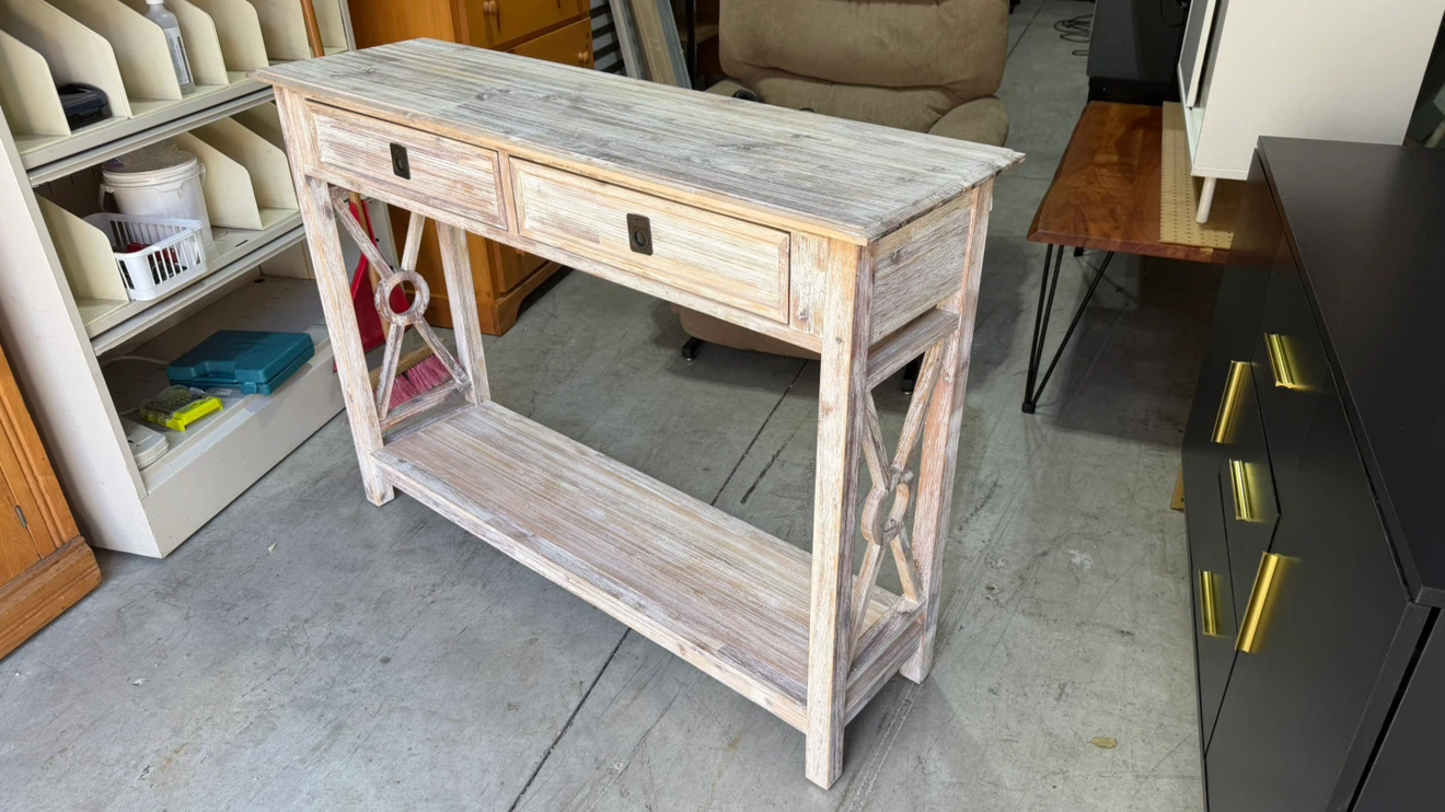 Rustic Wood Console Table with Two Drawers