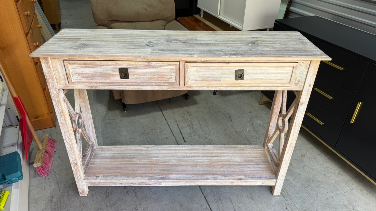 Rustic Wood Console Table with Two Drawers - photo 3
