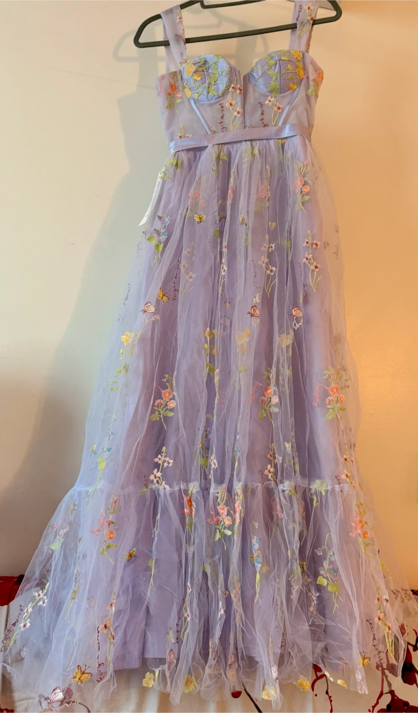 Lavender Floral Embroidered Maxi Dress - photo 2